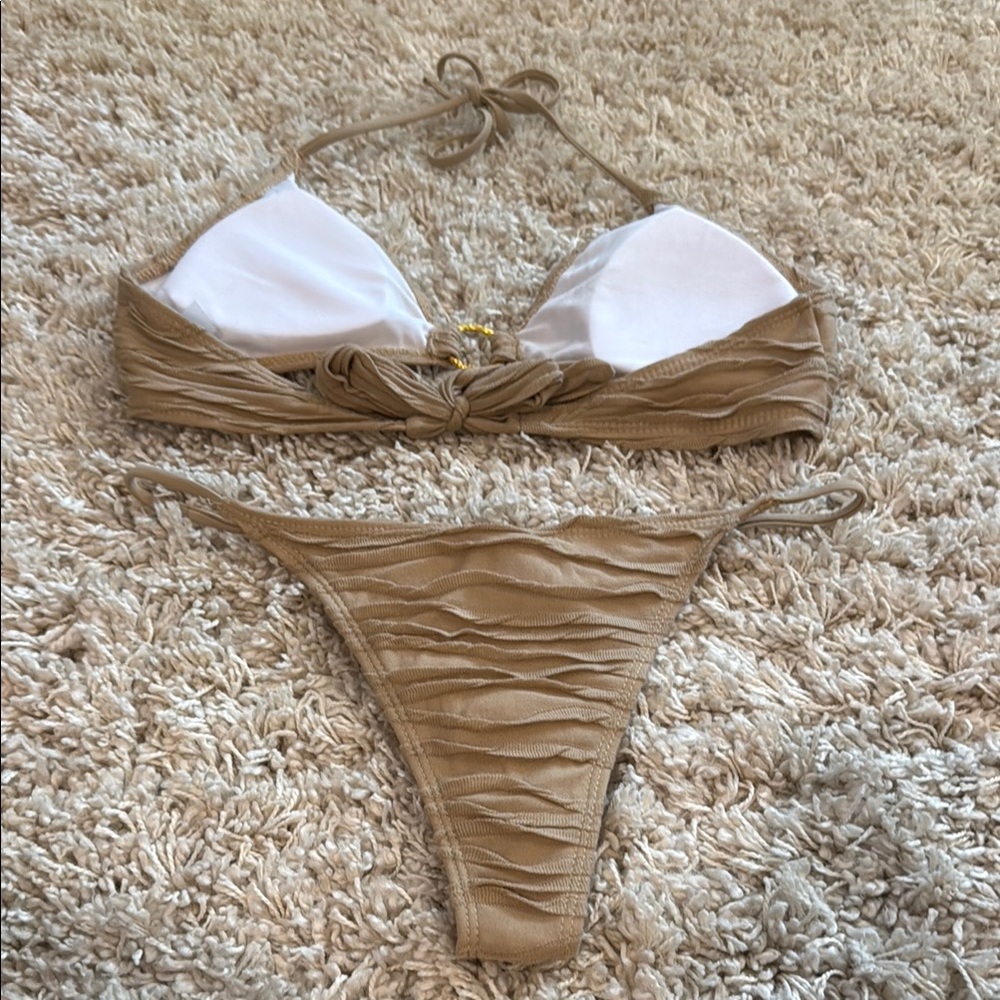 Tan Textured Bikini Set - Picture 2 of 4